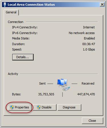 Provision the Main Hub 9 In the Local Area Connection window, click Properties.