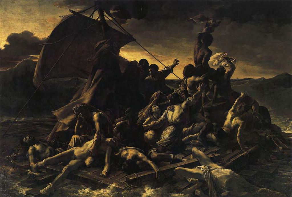 A contemporary event shipwreck that caused a scandal. Gericault: The Raft of the Medusa, 1818-19. 16 x 23.