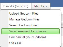 View Surname Occurrences This file lists the Surnames, how many files the surname appears in