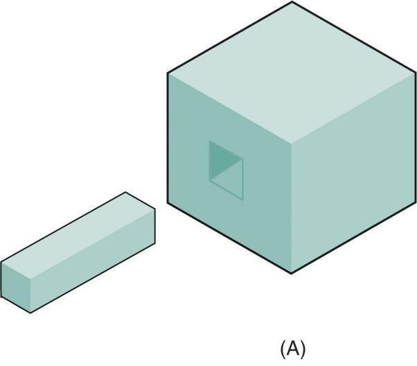 Solid Object Visualization Combinations and Negative Solids Subtracting a Square Prism When a square prism is subtarcted from the cube, the edges of