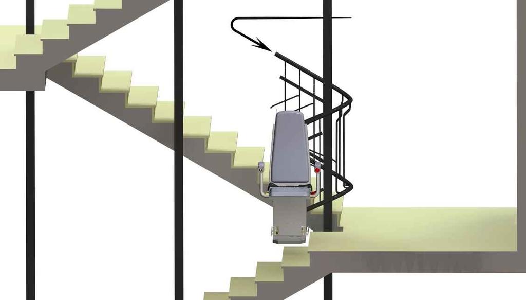 - Make absolutely sure that the anti-falling safety device (see below) (two brackets) is attached to the lower track tube (danger of falling!!). - Raise the lifting unit and push the roller heads onto the track tube.