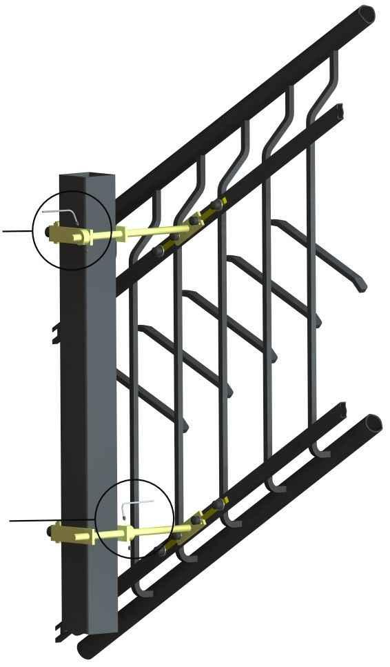 - When using a thread plate and a pressure bracket (see page 5): The side mounts are to be additionally secured as shown below.
