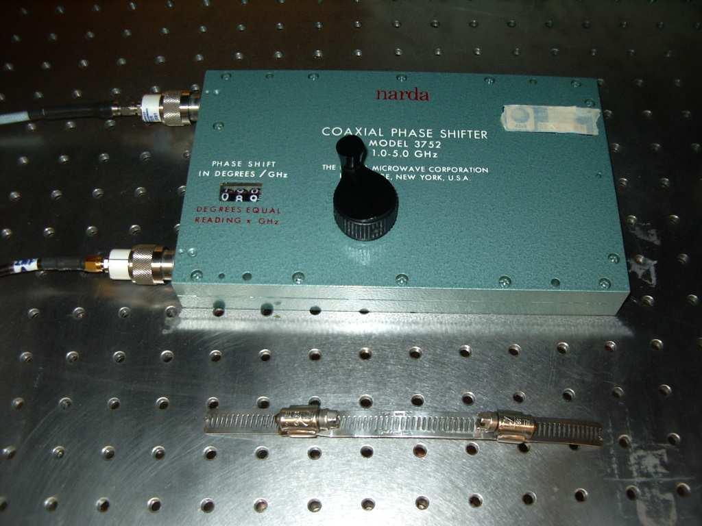 The RF phase modulator above the home-made version that has been removed from its connector housing.