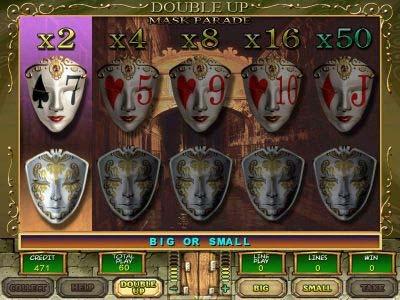 Double game Player can press DOUBLE UP button to select one of five masks from the lower row.