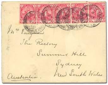 99a) tied by clear oc tag o nal Army Post Of fice / Na tal Field Force / Wakkerstroom / Dec 9, 1901" datestamp to Dalby, Queensland, en dorsed by a mem ber of the 5th Q.I.B.