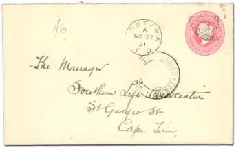 The Boer War 7665 Passed Press Cen sor / 20 / 2 / 1901, red manu - script cen sor mark ing and en dorse ment on cover to a pris -
