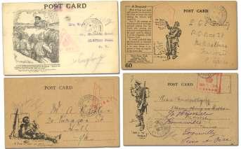 World War I Postal History 7262 Great Brit ain, WWI, Ser vice Or ga ni za tions, 9 items all with dif fer ent cor ner