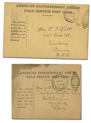 World War I Postal History 7337 United States, AEF Fran chise Mark ings, An un - listed dou ble cir