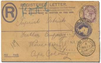 sol dier s mail in quite uncommon.................... $150 7603 Army Post Of fice / Harri smith / A, 25 Oc to ber 1901 datestamp ties G.B.