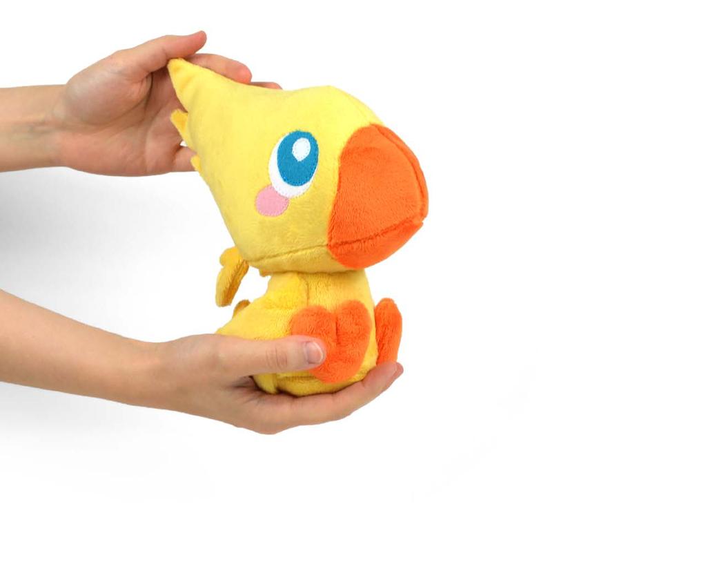 2 chocobo plush Kweh! Final Fantasy fans are sure to love this chibi version of the classic rideable bird. It has a large head, a prominent beak and a big feather head crest.