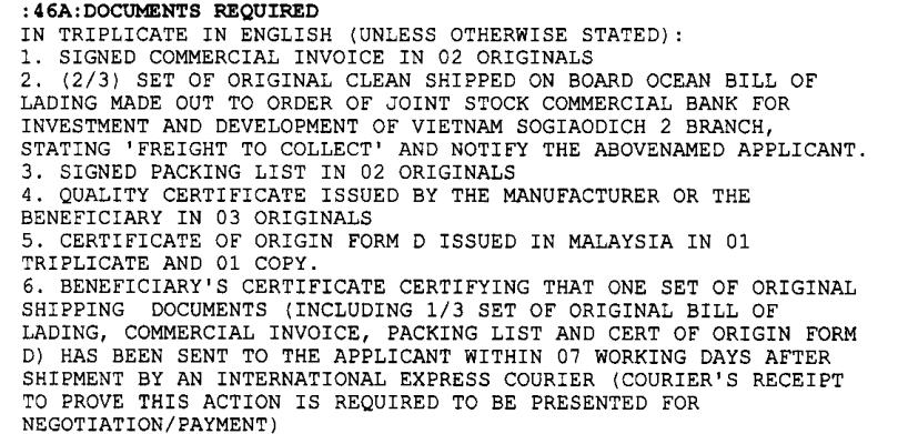 CERTIFICATE OF QUALITY, QUANTITY AND WEIGHT ISSUED BY THE MANUFACTURER.