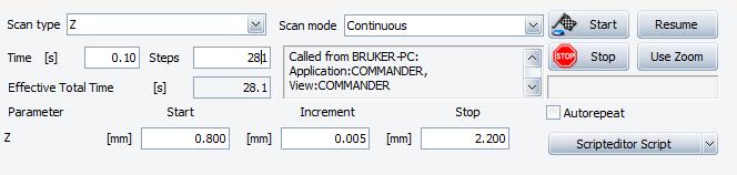 Adjust the Scan parameters in the Experiment Design module. Select Scan type Z.