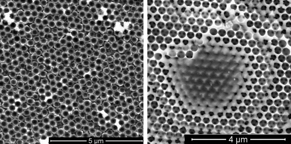 Figure S21: Growth mechanism of Cu 2 O through the PS opal template showing nucleation around each individual PS bead (left) for shorter deposition time, and