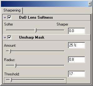 Sharpening tab [Ctrl + F5] NOTE FOR USERS OF EARLIER VERSIONS Functionally, Sharpening has not changed as far as the user interface is concerned; however, some major refinements have been introduced