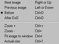 Just like the main DxO Optics Pro screen, the Viewer s Image menu offers commands for * Rotate 90 counterclockwise (left) / clockwise (right) [Ctrl + L or R], along with a new command, * Delete