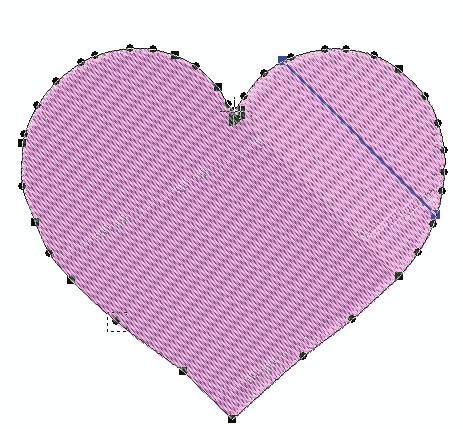 Edit Outline, Edit Stitch Angle & Edit Entry-exit Points. (cont d) Now that the heart is in a format that is ready to be edited, let s take a closer look at the design itself.