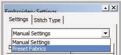 This function will not only suggest what stabilizer and needle size/ type to use, but it also sets the stitching parameters that is best suited for the fabric you are using.