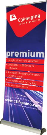 Premium rollup stand 10 Year Guarantee An excellent high quality strong stand designed for regular use, available as single or double sided.
