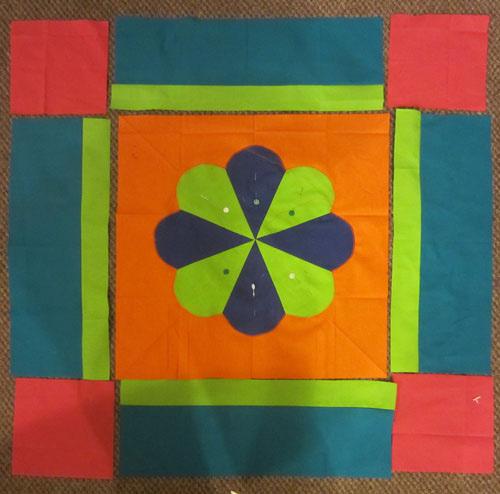 Bright Quilt If you are just beginning patchwork then this is the easiest option. 1. Cut one 17½ Orange square. 2.