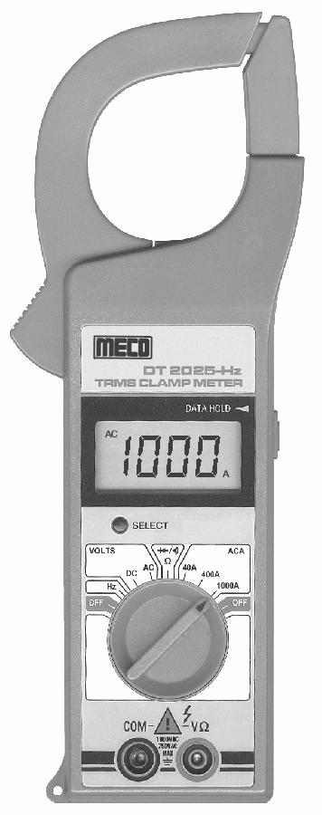 1 DIGITAL CLAMP METER MODEL : 2025-Hz TRMS INSTRUCTION MANUAL 1. SPECIFICATIONS 1.1 General Specification Display n 3¾ digit liquid crystal display (LCD) with a maximum reading of 3999.
