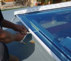 the glass is positioned correctly, peel the remaining eaves beam seal
