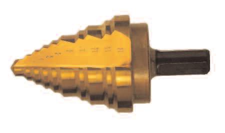 Black & Gold Specialty Tools - Step Drills Quick Release, TiN Coated TYPE 78-UB 3-FLATTED SHANK Hole No.