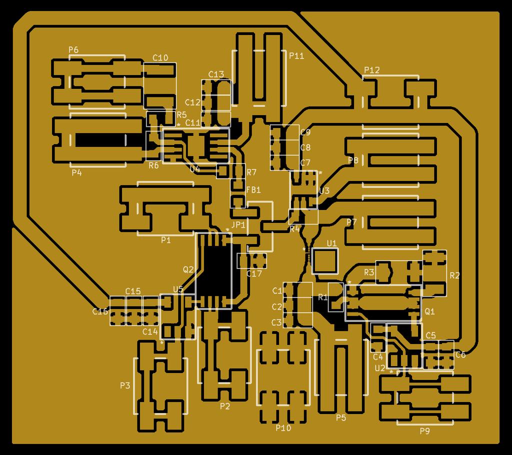 Figure 3.8: PCB Layout for the LDO Test Setup an RF amplifier that is also present on the die to the output of the regulator to test the operation of the regulator under a more realistic load. 3.5.