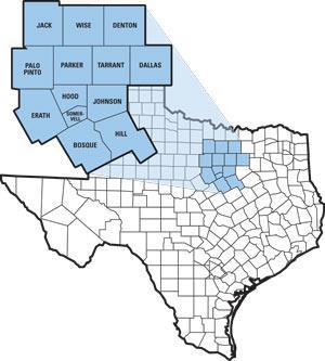 Area Analysis Barnett Shale The Barnett Shale covers 18 counties in northcentral Texas.