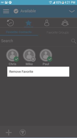 Select Favorite Contacts 2. Scroll and select one or more contacts to add as a favorite. 3. Tap the Save button on the action bar to save your favorite. The Favorite Contacts screen displays.