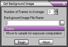 The Background Subtract option works by taking two pictures of a slide, using the same exposure and gain settings: a foreground image that contains the specimen and the background glow and a