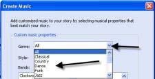5. Pull down the Genre: menu and look at the different choices available.