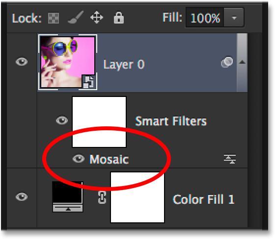 Click OK when you re done to close out of the Mosaic filter. Your image should now look very pixelated: The image after applying the Mosaic filter.