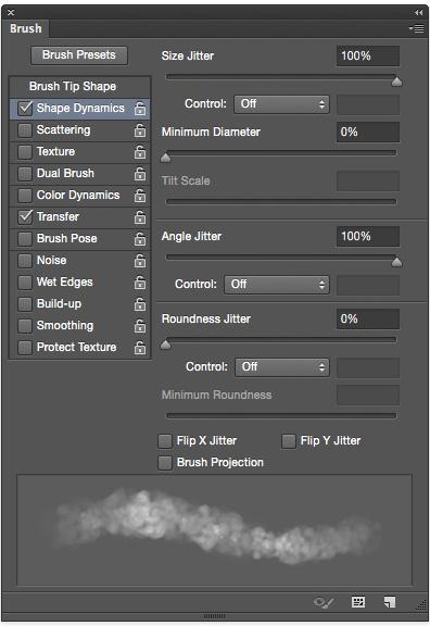 Go to the Brush Panel and from here we can make changes to how the explosion brush looks.