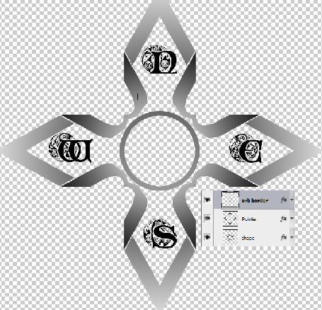{You can see another group name on the image below, It was also the name of Another Compass I ve Created :P} now Select the Group, hold Ctrl and select the background layer (hidden layer).