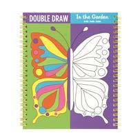 MUDPUPPY // COLOR IN DOUBLE DRAW Ages 4+ Double wire binding Opens in the middle Draw the right or left of the image 20 thick pages Book closed
