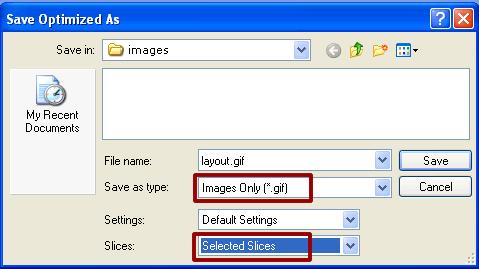 6. Select each slice and optimize it in the 'Save for Web & Devices' window.
