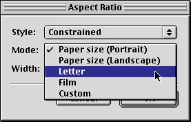 Aspect Ratio To set the size of the area to be scanned, drag the mouse to size the selection frame in the preview window.