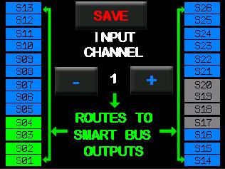 Note: The monitor gives you a visual indication of the assigned input channels from your receiver. Your new Smart Bus RRS comes with primary control surfaces pre-assigned to simply your setup.