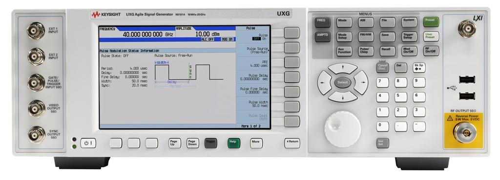 07 Keysight N5191A UXG X-Series Agile Signal Generator, Modified Version - Brochure UXG Front and Rear Panels Sum composite analog modulation of AM or FM/ M, or digitally sum using EXT 1 and 2 inputs