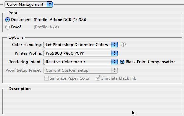 Better (?) Printer Color Management 1) Tell Photoshop you want it to convert the colors for the printer.