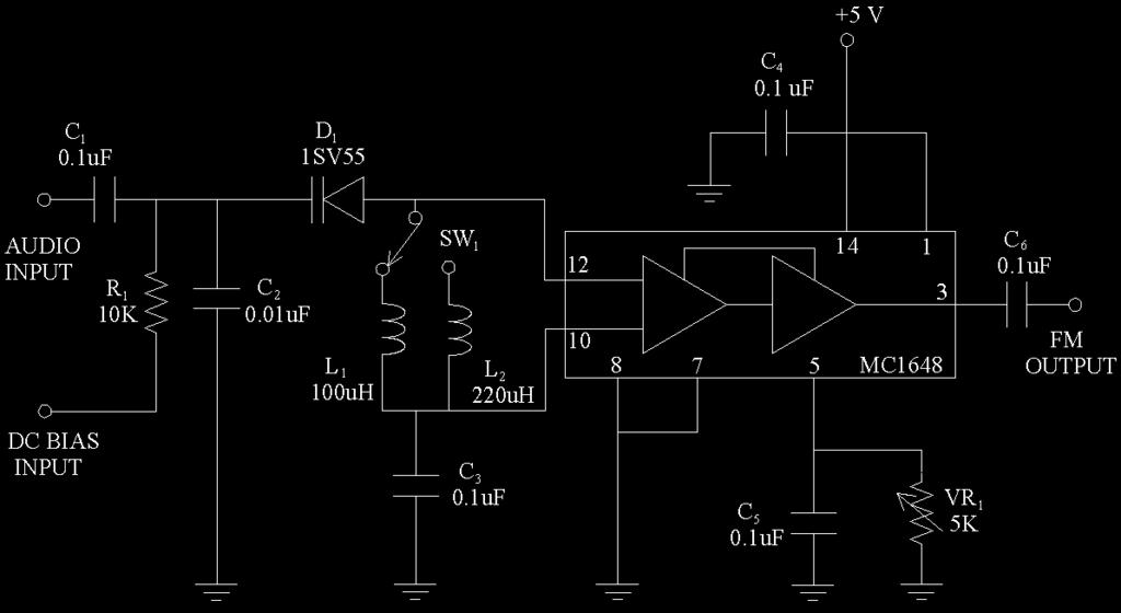Figure 5.3 MC648 FM odulator iruit. As entioned above, the apaitane C of the varator diode varies with the aount of its reverse voltage.