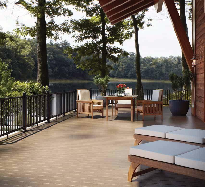 GET THIS LOOK Deckorators Heritage Milled Maple decking with satin black ALX Classic railing and black Classic balusters Deckorators Heritage With unique variegation and an enhanced grain pattern,