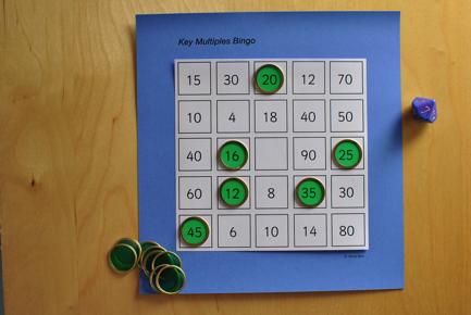 Key Multiples Bingo Practice in the key facts of all the tables up to 10 x 10 i.e. the 2 x, 5 x and 10 x steps of any table, in a random order. A different board game for each player.