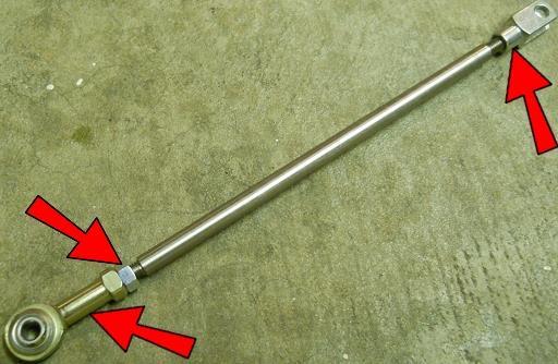 Thread an M6 Nut and an M6 Spherical Rod End onto the right hand threaded end of the Shifter