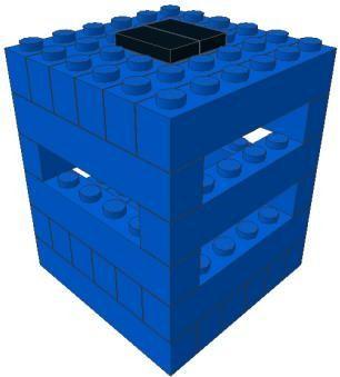 Container Area: Blue Food is placed on top of the Blue Container on the black square,