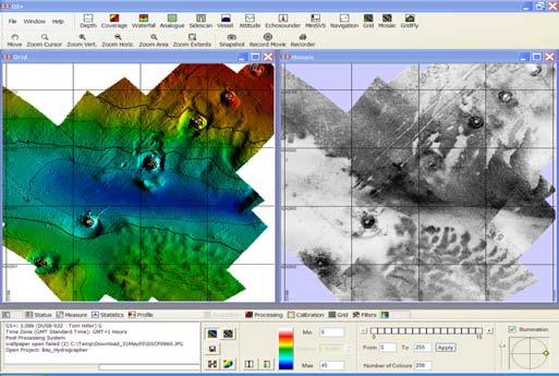 Data processing A set of specific filters allows removal of outliers and noise before passing the bathymetry data on to