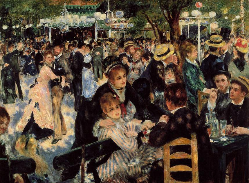 Artist: Pierre-Auguste Renoir Title: Moulin de la Galette Medium: Oil on canvas Size: 4'3½" X 5'9" (1.31 X 1.