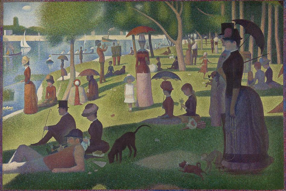 Artist: Georges Seurat Title: A Sunday Afternoon on the Island of La Grande Jatte Medium: Oil on canvas Size: 6'9 ½" X 10'1 ¼" (2.07 X 3.