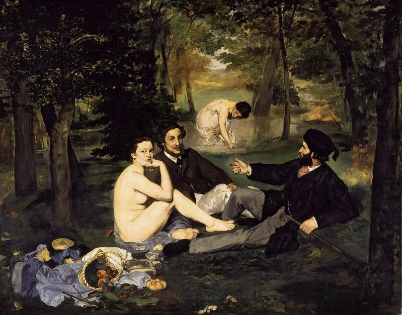 Artist: Édouard Manet Title: Le Déjeuner sur l herbe (The Luncheon on the Grass) Medium: Oil on canvas Size: 7' X 8'8" (2.13 X 2.