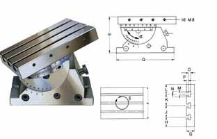 - with tilt and rotation axis - bearing pins hardened and ground to an accuracy of - positive locking in every angle position desired via locking screws Type 737-70 Precision angle plates SW-ND